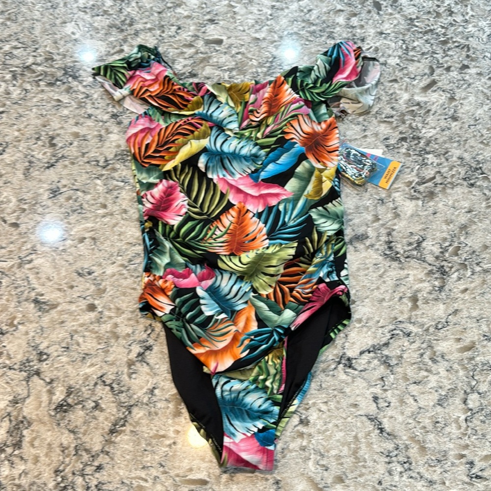 Swim Solutions Off Shoulder Tummy Control One Piece NWT 16 - Picture 3 of 12